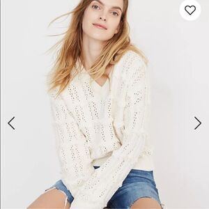 Madewell V-Neck Fringe Pullover Sweater